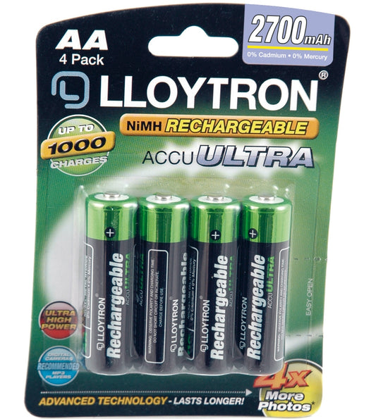 Lloytron 2700mAh Rechargeable AA Batteries 4 Pack