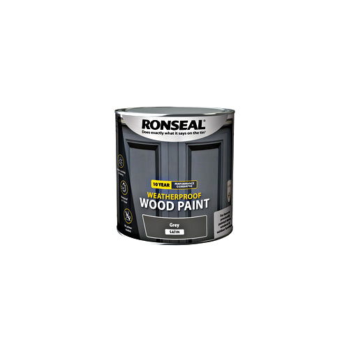 Ronseal 10 Year Weatherproof Wood Paint Satin Grey 2.5L