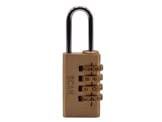 Scan 20mm Brass 4 Dial Combination Padlock