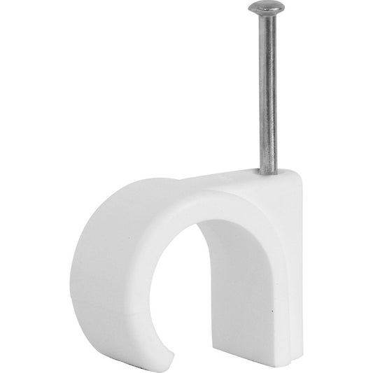 7mm White Round Cable Clip 20 Pack