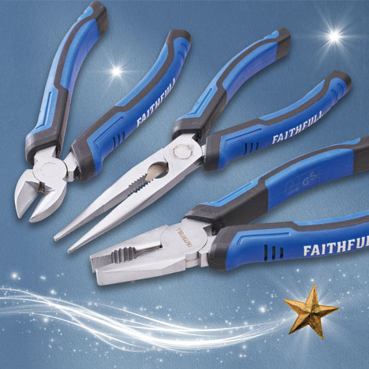 Faithfull 3 Piece Plier Set (Long Nose, Side Cutters & Combination)