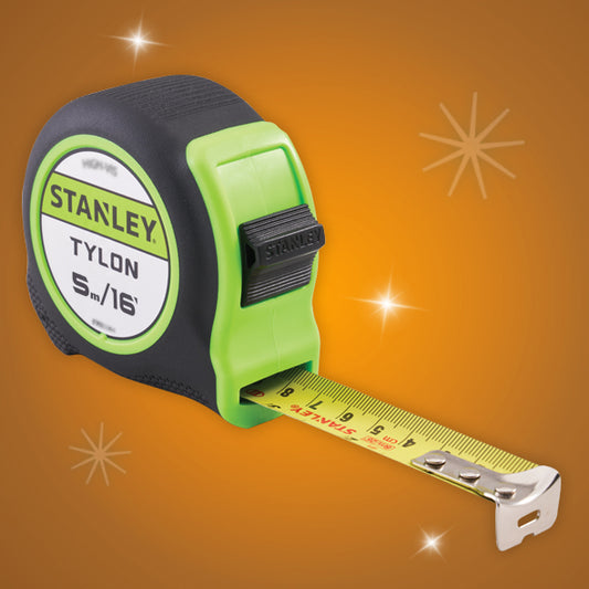 Stanley 5m (16ft) Hi Vis Tylon Tape