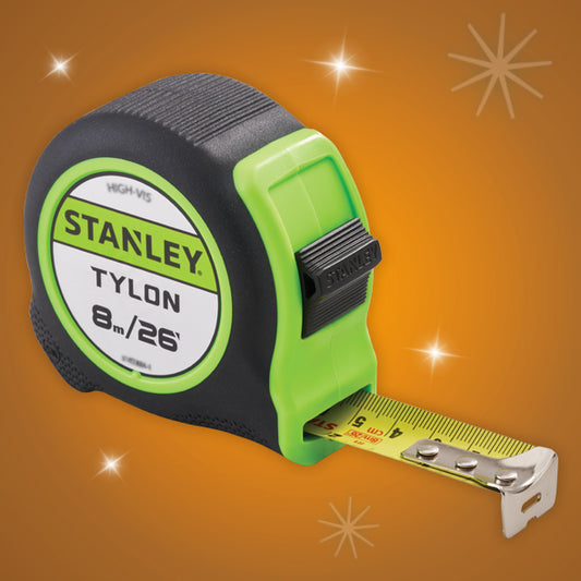 Stanley 8m (26ft) Hi Vis Tylon Tape