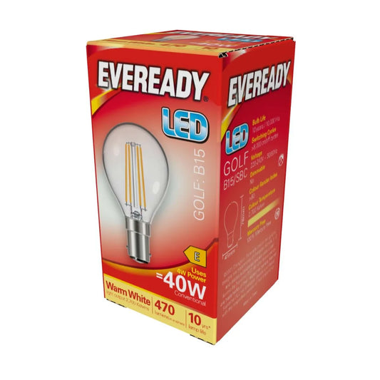 Eveready LED Clear Filament SBC 40W Golfball Warm White