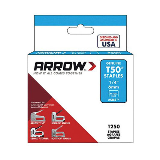 Arrow T50 6mm Staples 1250 Pack