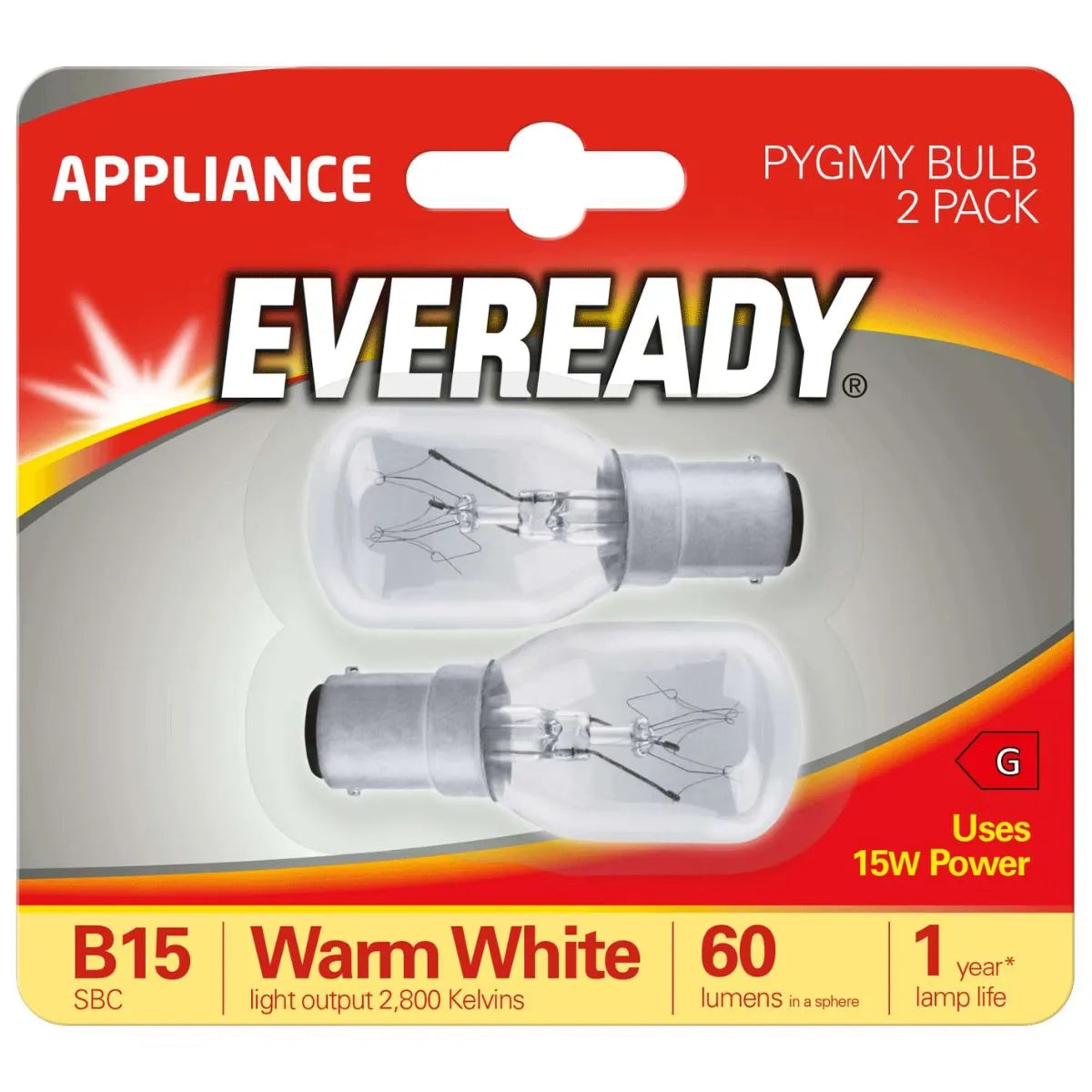 Eveready SBC 15W Pygmy Bulbs 2 Pack