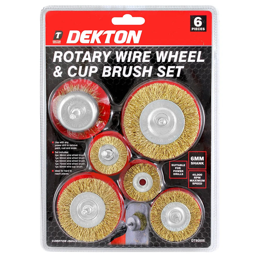 Dekton 6 Piece Rotary Wire Wheel & Cup Brush Set