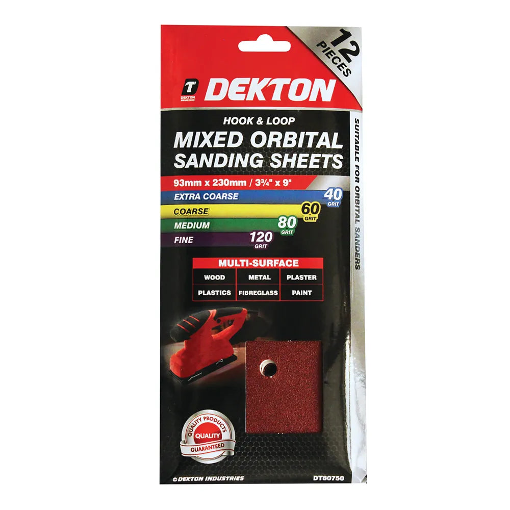 Dekton Hook & Loop Mixed Orbital Sanding Sheets 3 3/4” x 9”