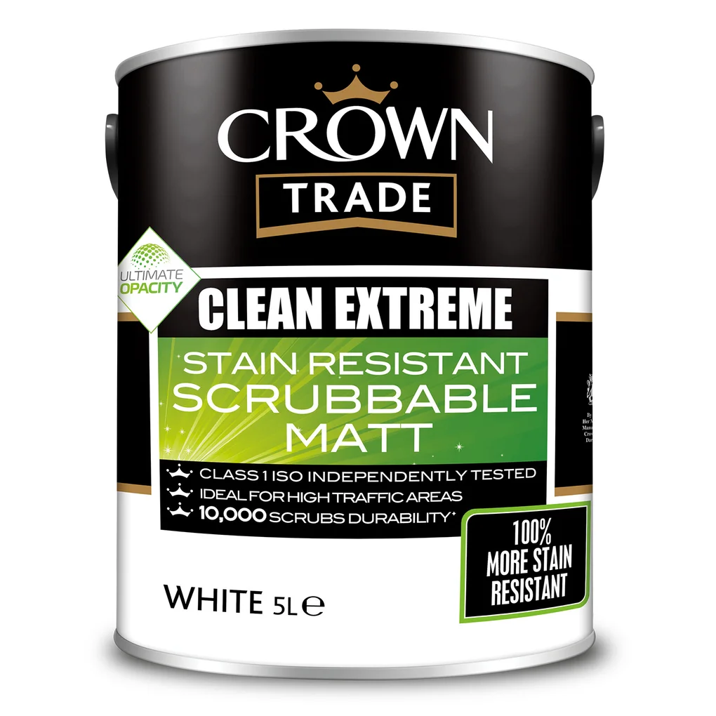 Crown Trade Clean Extreme Stain Resistant Scrubbable Matt White