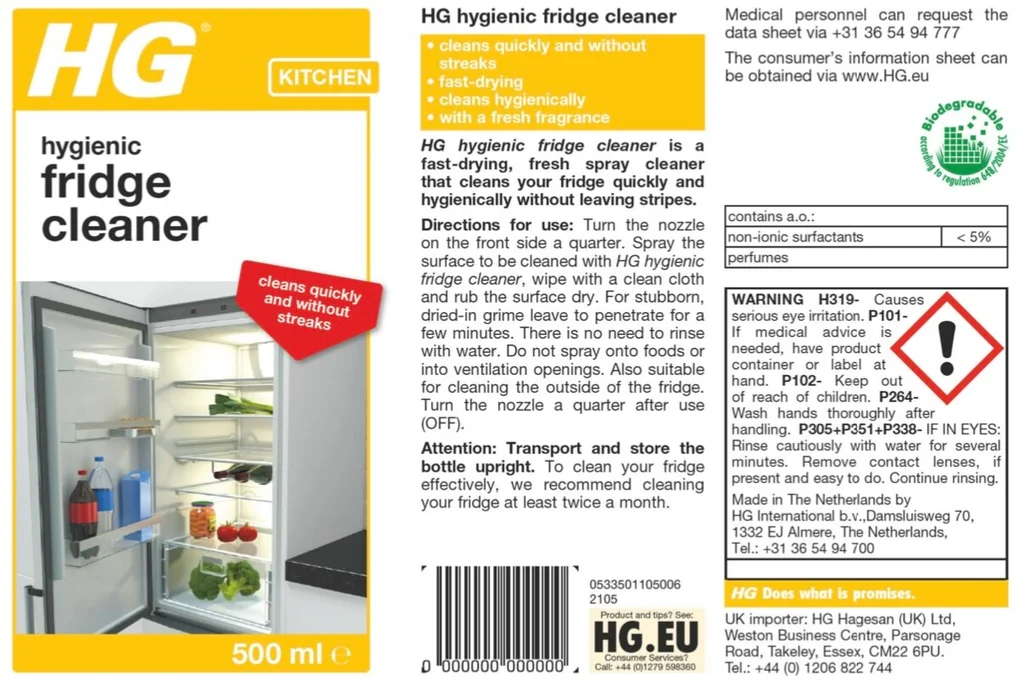 HG Hygienic Fridge Cleaner