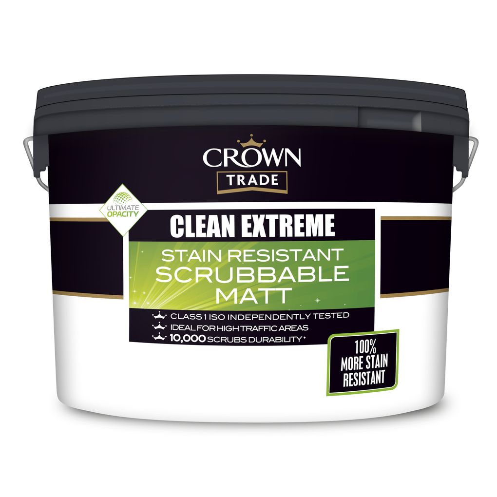 Crown Trade Colour Mixed Clean Extreme Stain Resistant Scrubbable Matt