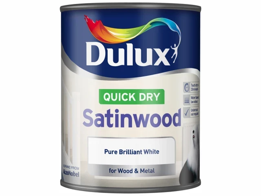 Dulux Quick Dry Satinwood Pure Brilliant White 750ml