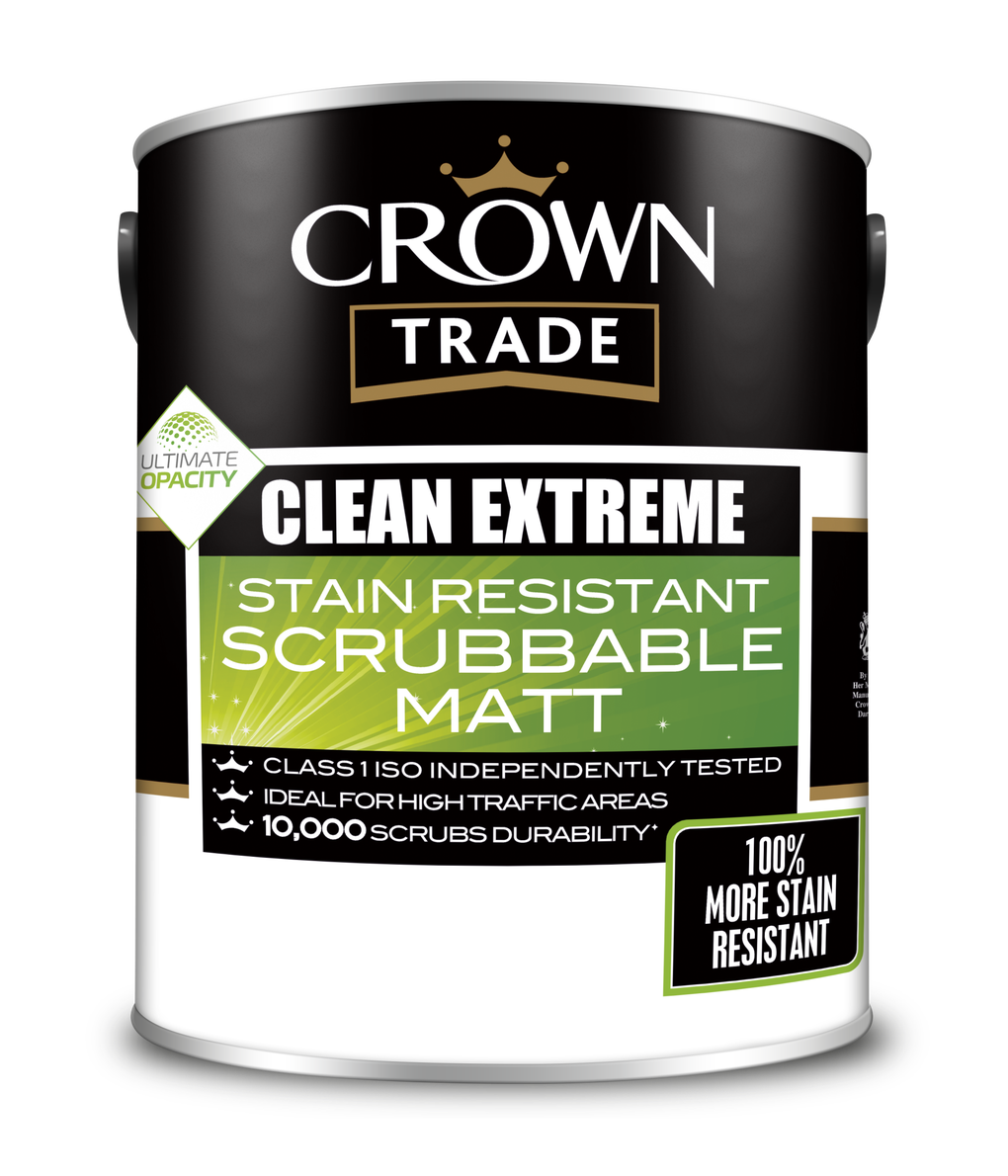 Crown Trade Colour Mixed Clean Extreme Stain Resistant Scrubbable Matt Crystal