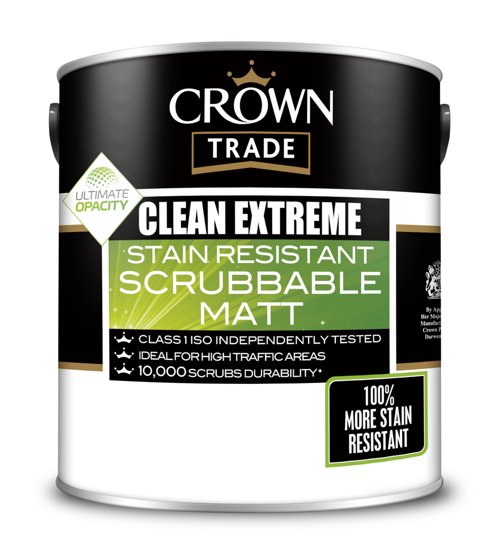 Crown Trade Colour Mixed Clean Extreme Stain Resistant Scrubbable Matt Crystal