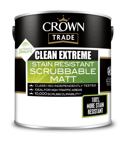 Crown Trade Colour Mixed Clean Extreme Stain Resistant Scrubbable Matt Crystal