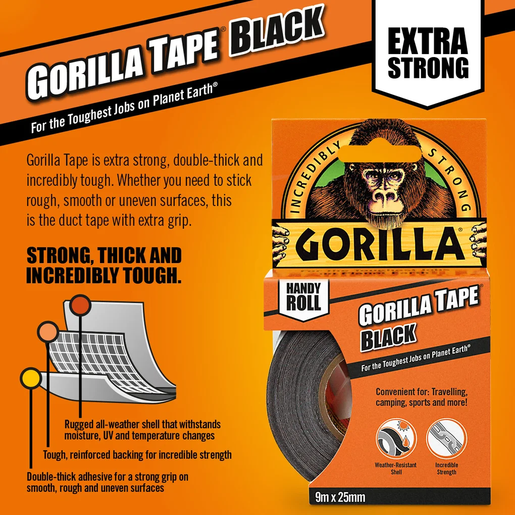 Gorilla Tape Handy Roll Duct Tape Black