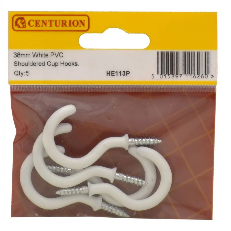 Centurion White PVC Shouldered Cup Hooks