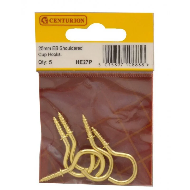 Centurion Brass Shouldered Cup Hooks