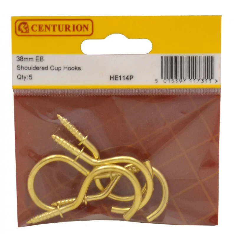 Centurion Brass Shouldered Cup Hooks