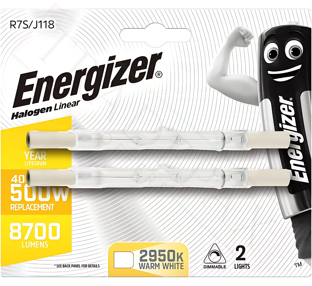 Energizer R7S Halogen Linear 500W Warm White 2 Pack