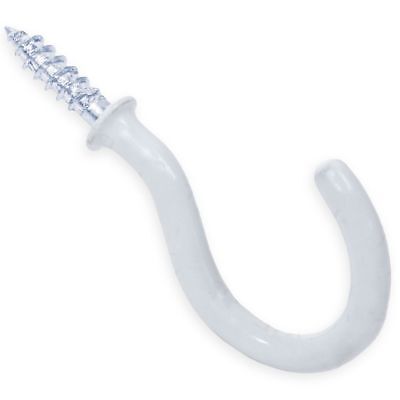 Smart Pack White PVC Shouldered Cup Hooks 3/4” 4 Pack