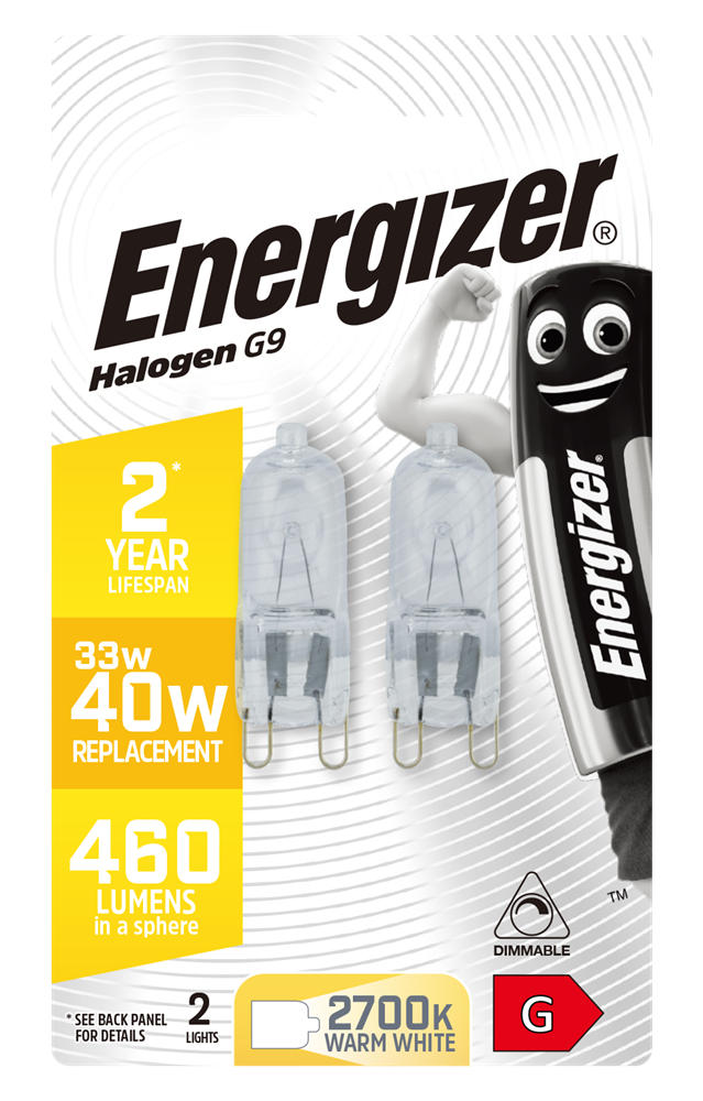 Energizer Halogen G9 40W Warm White 2 Pack