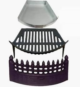 16" Stool Fire Grate, Castle Front & Ashpan