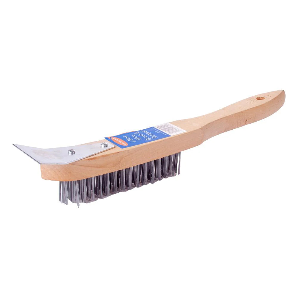 Lynwood 4 Row Wire Brush with Scraper